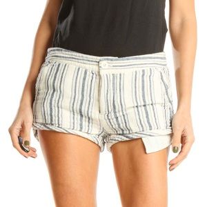 Free People Night Moves White & Blue Striped Cotton Shorts